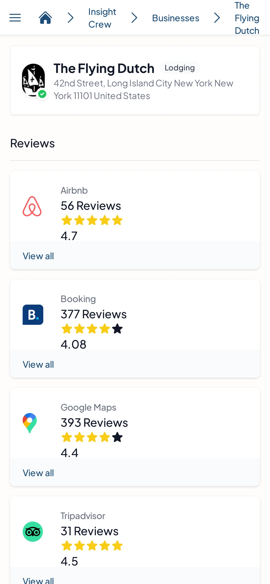 Reviato Mobile Dashboard